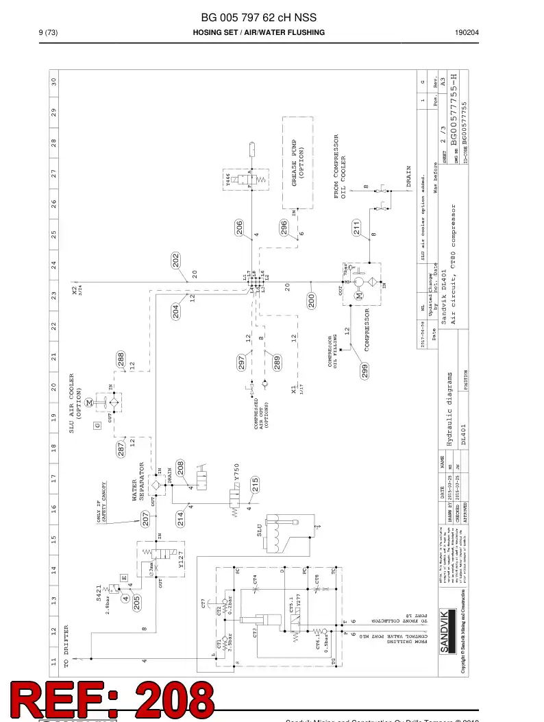 59039363c 590 393 63c Hose Assembly, Hydraulic - Sandvik Technical Drawing