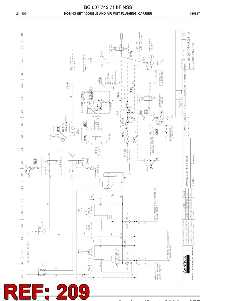 59039365c 590 393 65c Hose Assembly, Hydraulic - Sandvik Technical Drawing