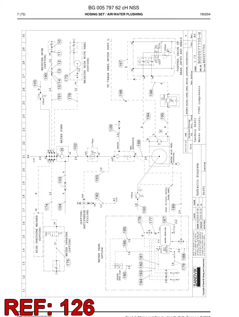 59039377a 590 393 77a Hose Assembly, Hydraulic - Sandvik Technical Drawing