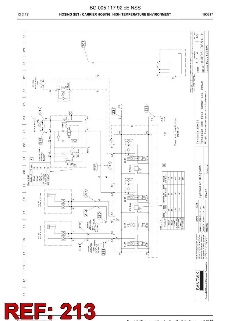 59039429a 590 394 29a Hose Assembly, Hydraulic - Sandvik Technical Drawing