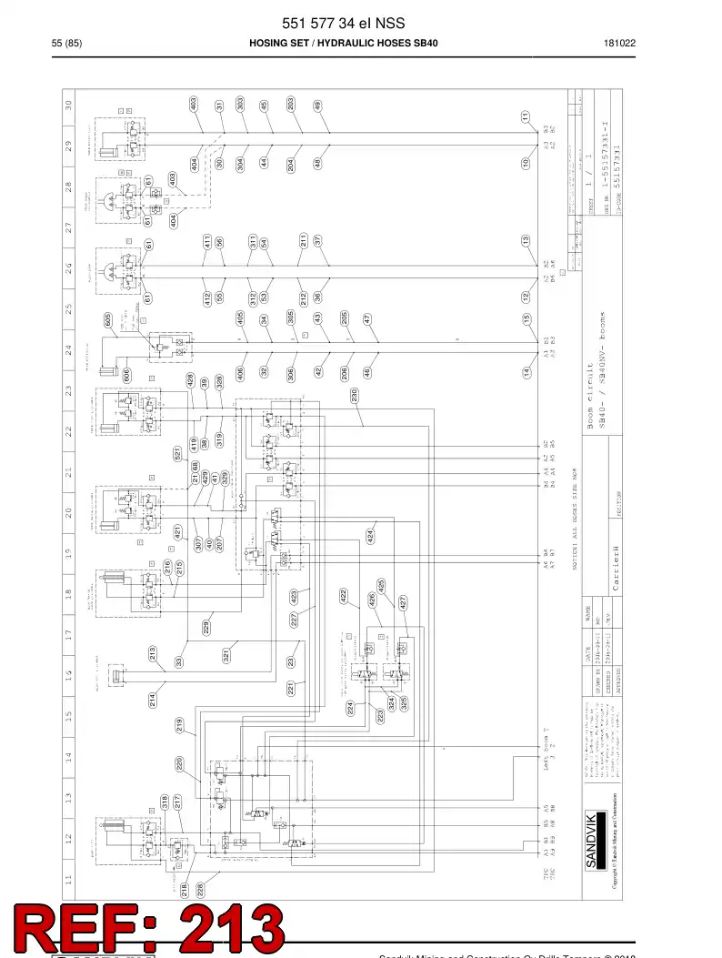 59039431a 590 394 31a Hose Assembly, Hydraulic - Sandvik Technical Drawing