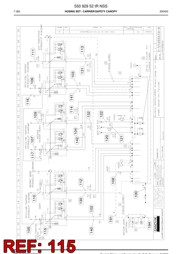 59039499d 590 394 99d Hose Assembly, Hydraulic - Sandvik Technical Drawing