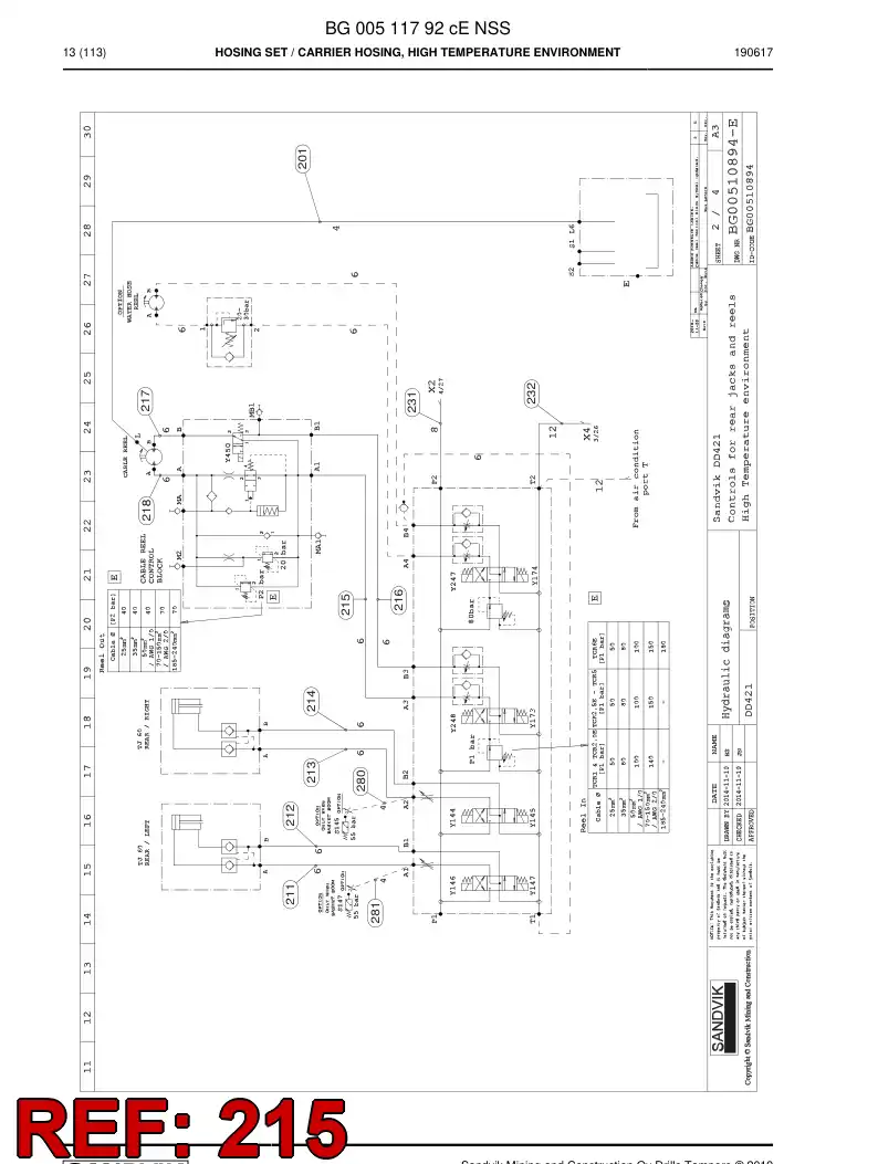 59039505a 590 395 05a Hose Assembly, Hydraulic - Sandvik Technical Drawing