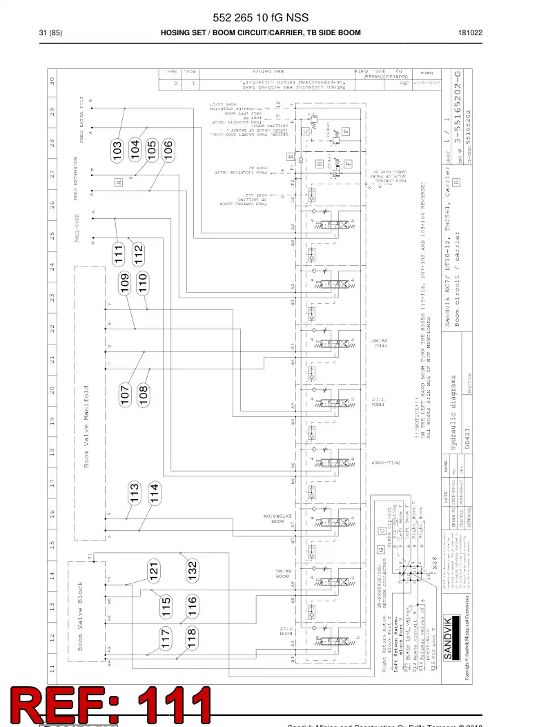 59039509a 590 395 09a Hose Assembly, Hydraulic - Sandvik Technical Drawing