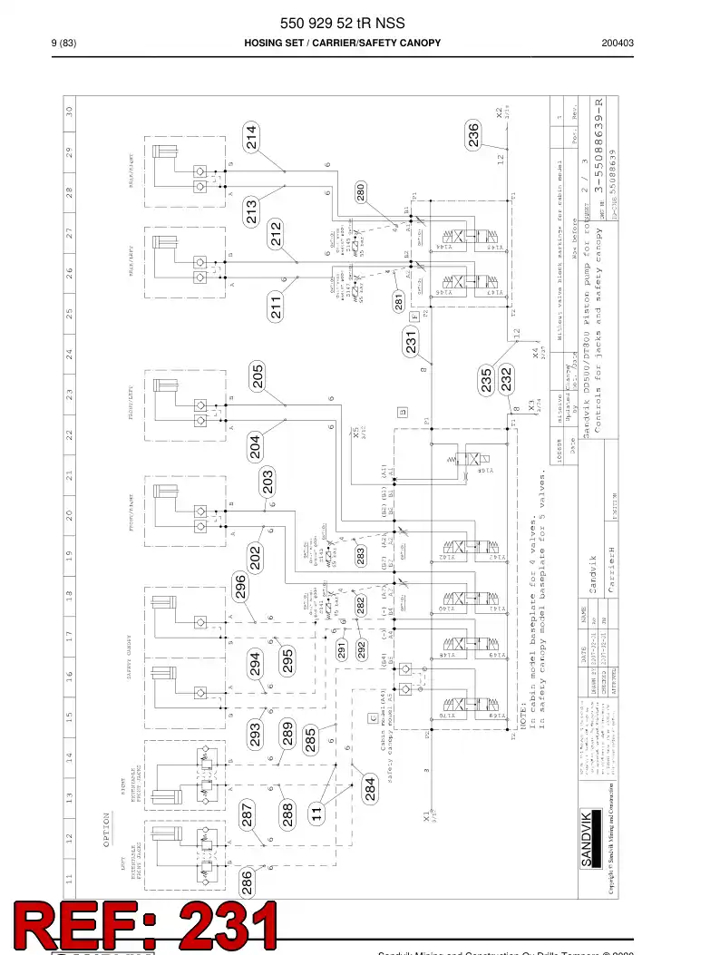 59039545d 590 395 45d Hose Assembly, Hydraulic - Sandvik Technical Drawing