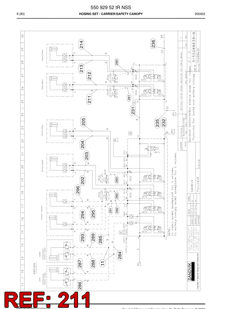 59039605a 590 396 05a Hose Assembly, Hydraulic - Sandvik Technical Drawing