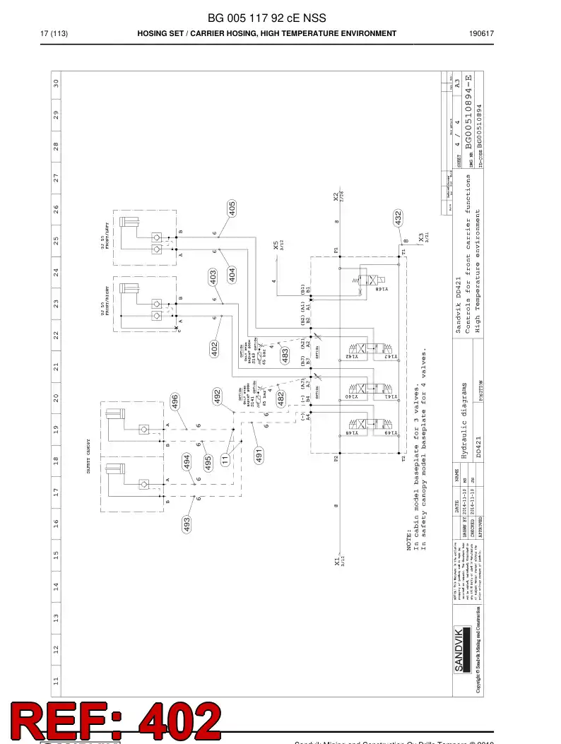 59039645a 590 396 45a Hose Assembly, Hydraulic - Sandvik Technical Drawing