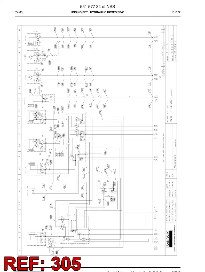 59039663d 590 396 63d Hose Assembly, Hydraulic - Sandvik Technical Drawing