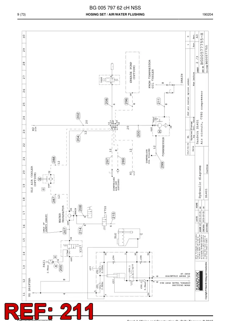 59039685d 590 396 85d Hose Assembly, Hydraulic - Sandvik Technical Drawing