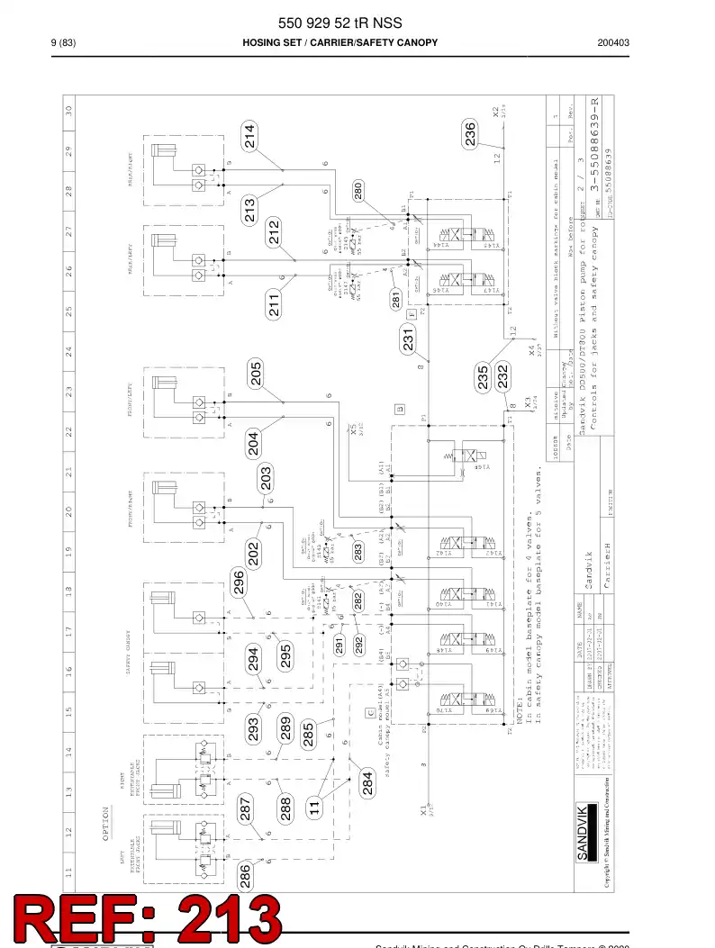 59039689a 590 396 89a Hose Assembly, Hydraulic - Sandvik Technical Drawing
