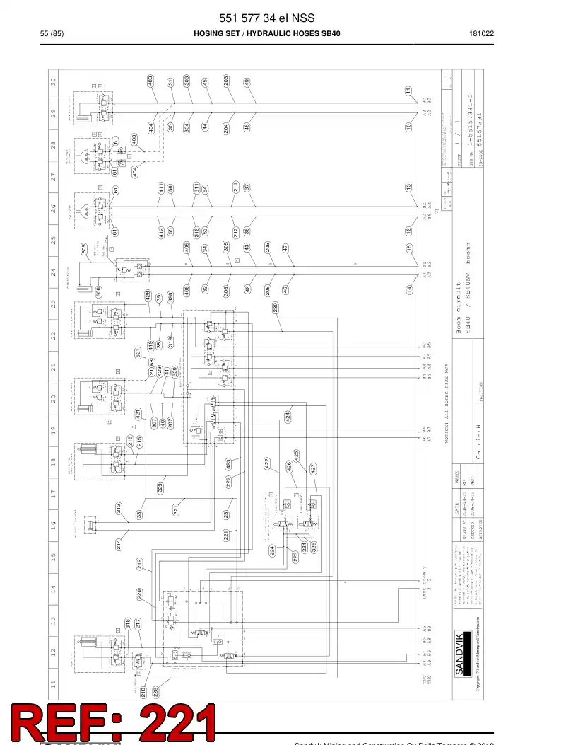 59039695a 590 396 95a Hose Assembly, Hydraulic - Sandvik Technical Drawing