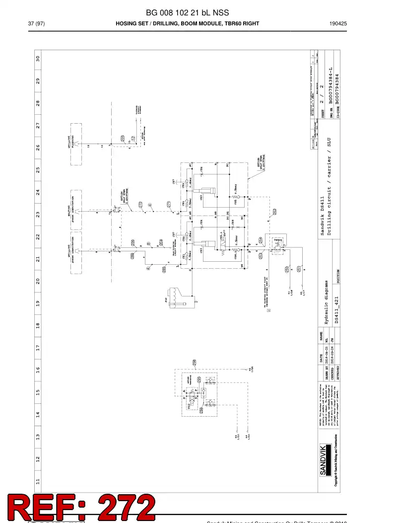 59039731c 590 397 31c Hose Assembly, Hydraulic - Sandvik Technical Drawing