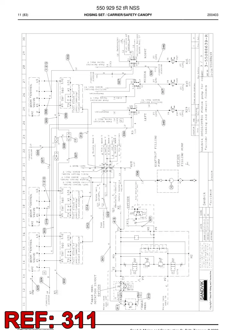 59039751a 590 397 51a Hose Assembly, Hydraulic - Sandvik Technical Drawing