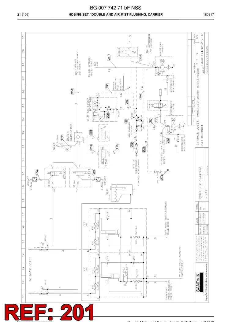 59039777c 590 397 77c Hose Assembly, Hydraulic - Sandvik Technical Drawing