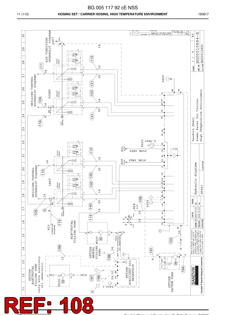 59039793a 590 397 93a Hose Assembly, Hydraulic - Sandvik Technical Drawing