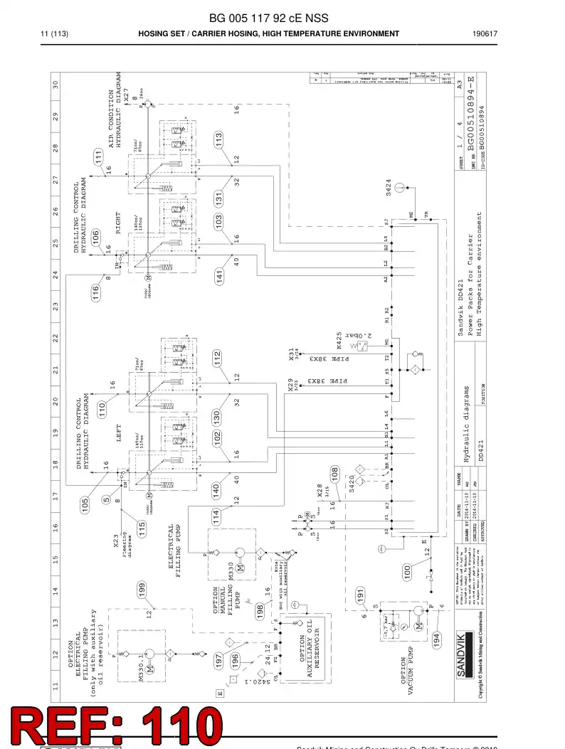59039795b 590 397 95b Hose Assembly, Hydraulic - Sandvik Technical Drawing