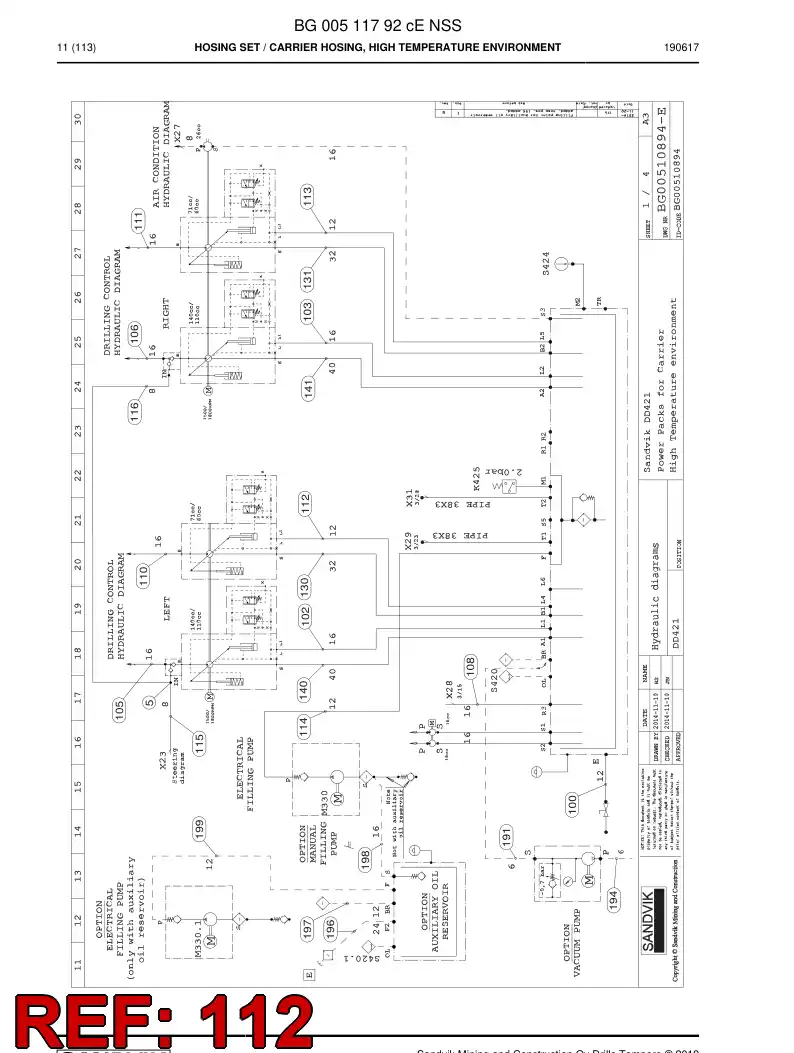 59039799a 590 397 99a Hose Assembly, Hydraulic - Sandvik Technical Drawing