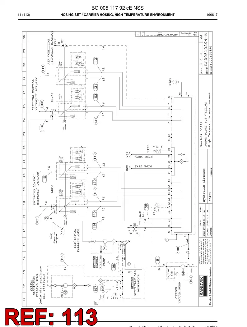 59039801a 590 398 01a Hose Assembly, Hydraulic - Sandvik Technical Drawing