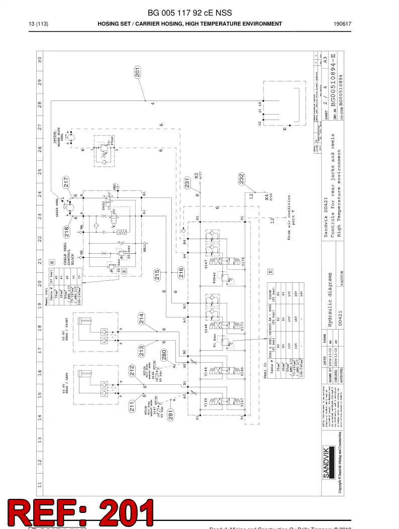59039807c 590 398 07c Hose Assembly, Hydraulic - Sandvik Technical Drawing