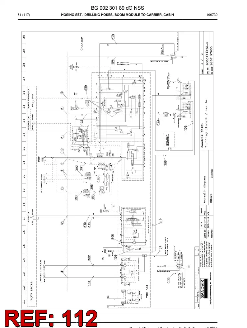 59039857d 590 398 57d Hose Assembly, Hydraulic - Sandvik Technical Drawing