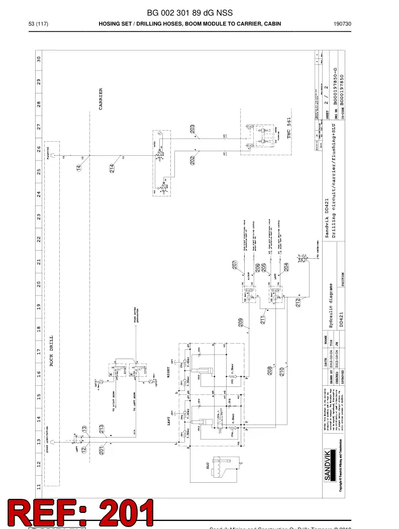 59039863c 590 398 63c Hose Assembly, Hydraulic - Sandvik Technical Drawing