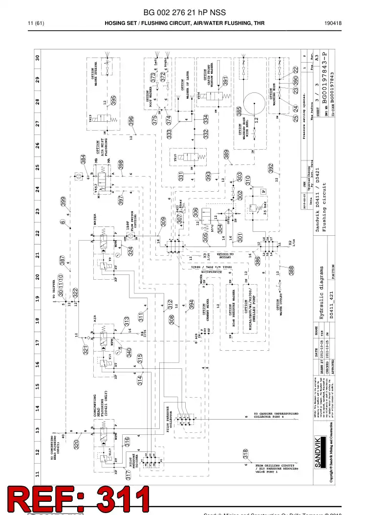 59039879c 590 398 79c Hose Assembly, Hydraulic - Sandvik Technical Drawing