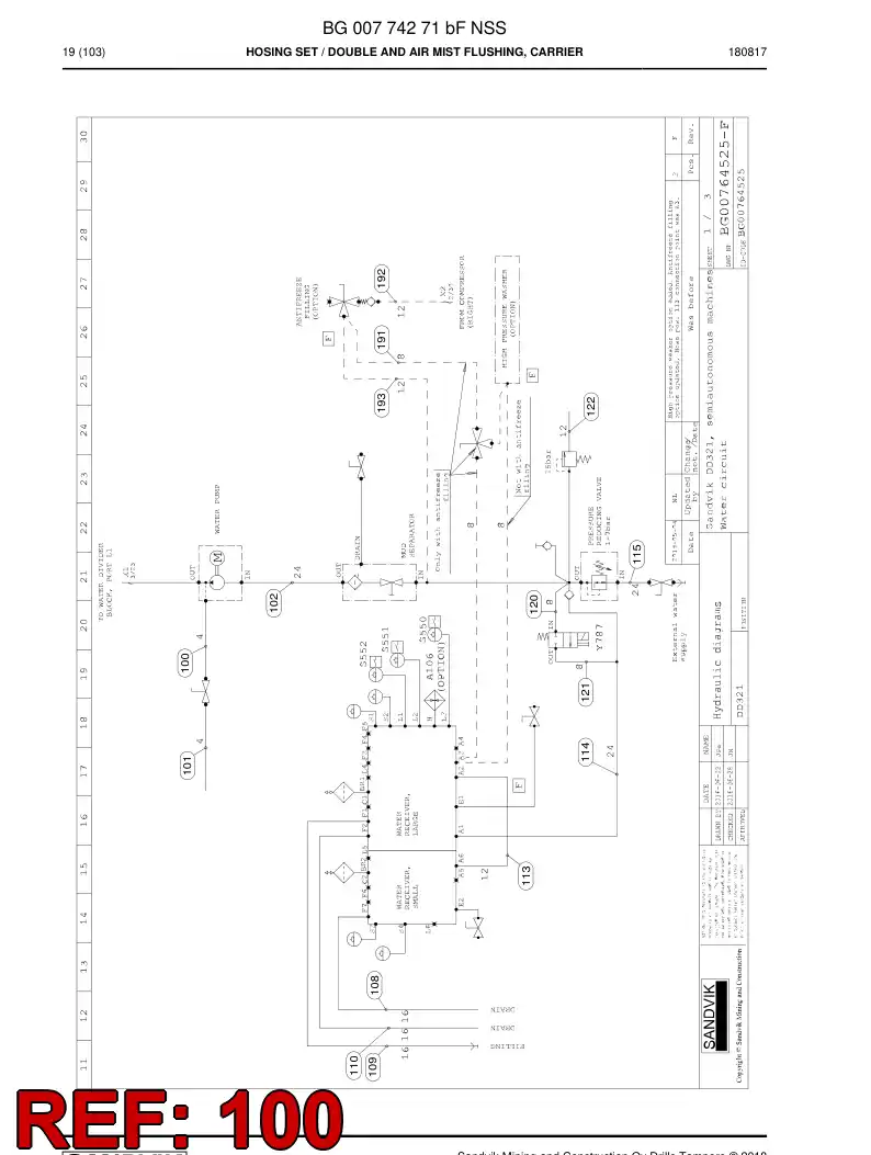 59039923c 590 399 23c Hose Assembly, Hydraulic - Sandvik Technical Drawing
