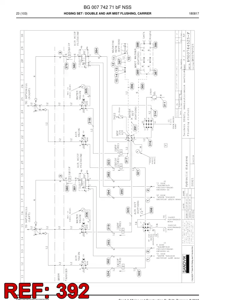 59039927c 590 399 27c Hose Assembly, Hydraulic - Sandvik Technical Drawing