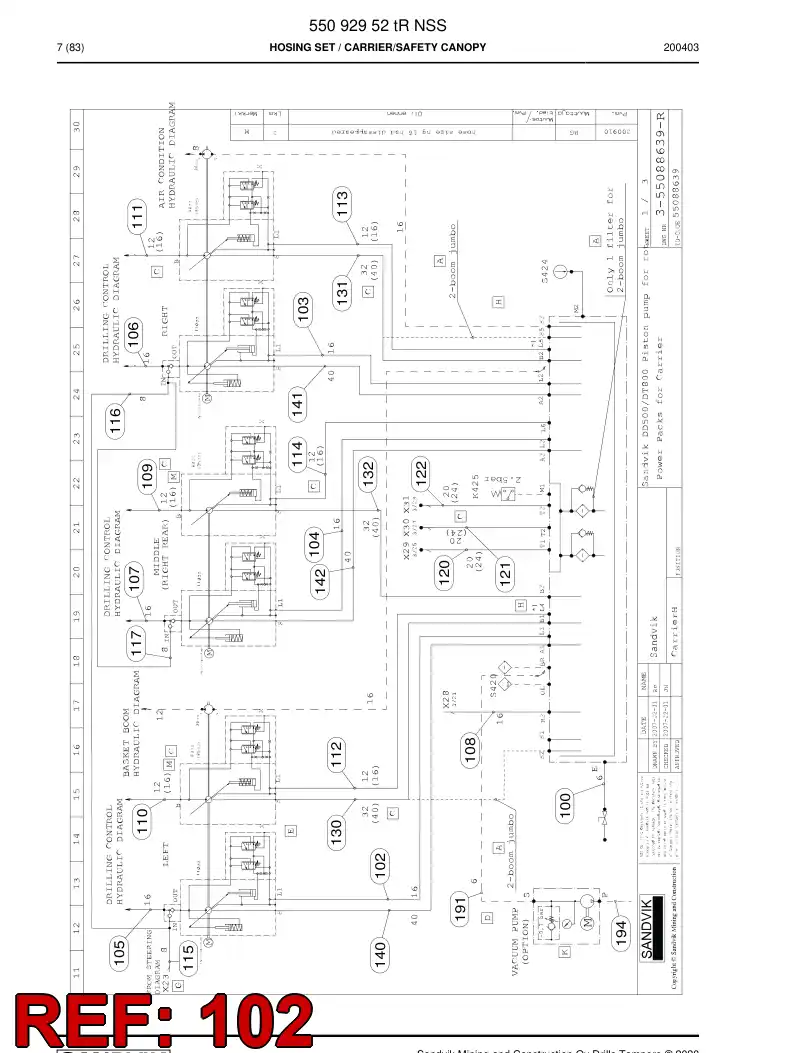 59039931a 590 399 31a Hose Assembly, Hydraulic - Sandvik Technical Drawing