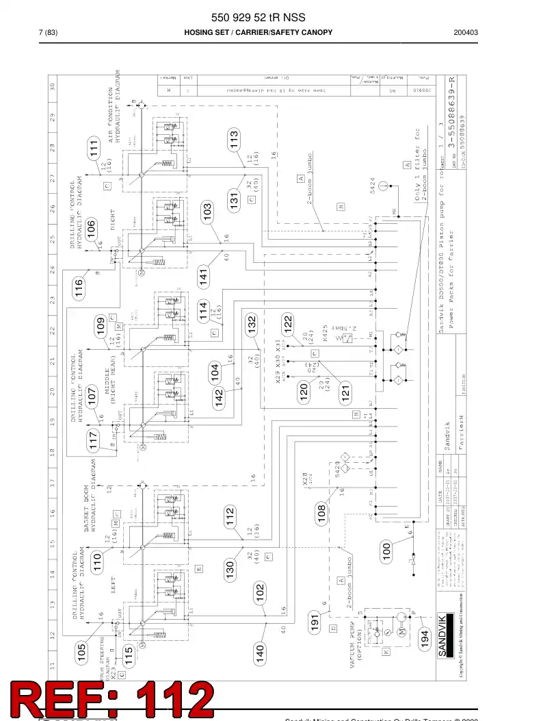 59039941a 590 399 41a Hose Assembly, Hydraulic - Sandvik Technical Drawing