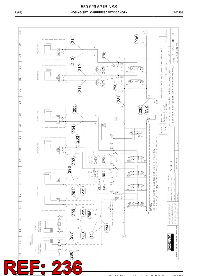 59039955a 590 399 55a Hose Assembly, Hydraulic - Sandvik Technical Drawing