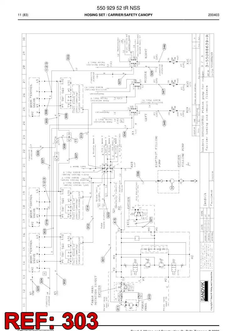 59039959c 590 399 59c Hose Assembly, Hydraulic - Sandvik Technical Drawing