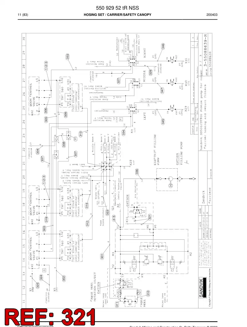 59039963d 590 399 63d Hose Assembly, Hydraulic - Sandvik Technical Drawing