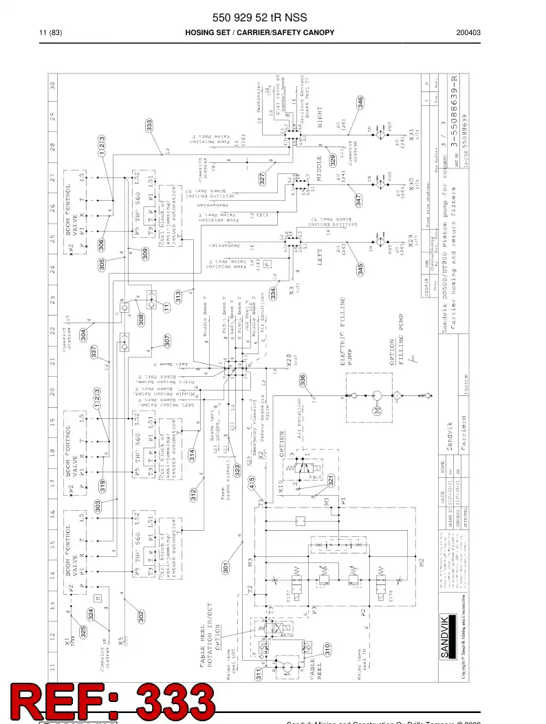 59039969a 590 399 69a Hose Assembly, Hydraulic - Sandvik Technical Drawing