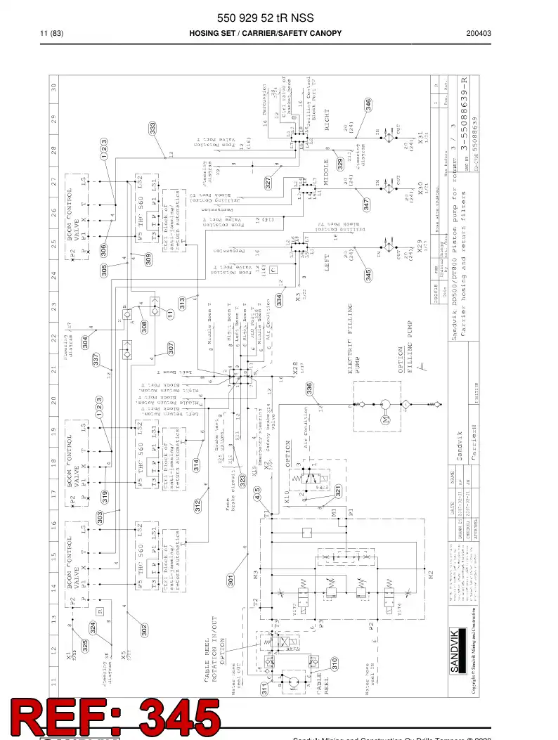 59039973a 590 399 73a Hose Assembly, Hydraulic - Sandvik Technical Drawing
