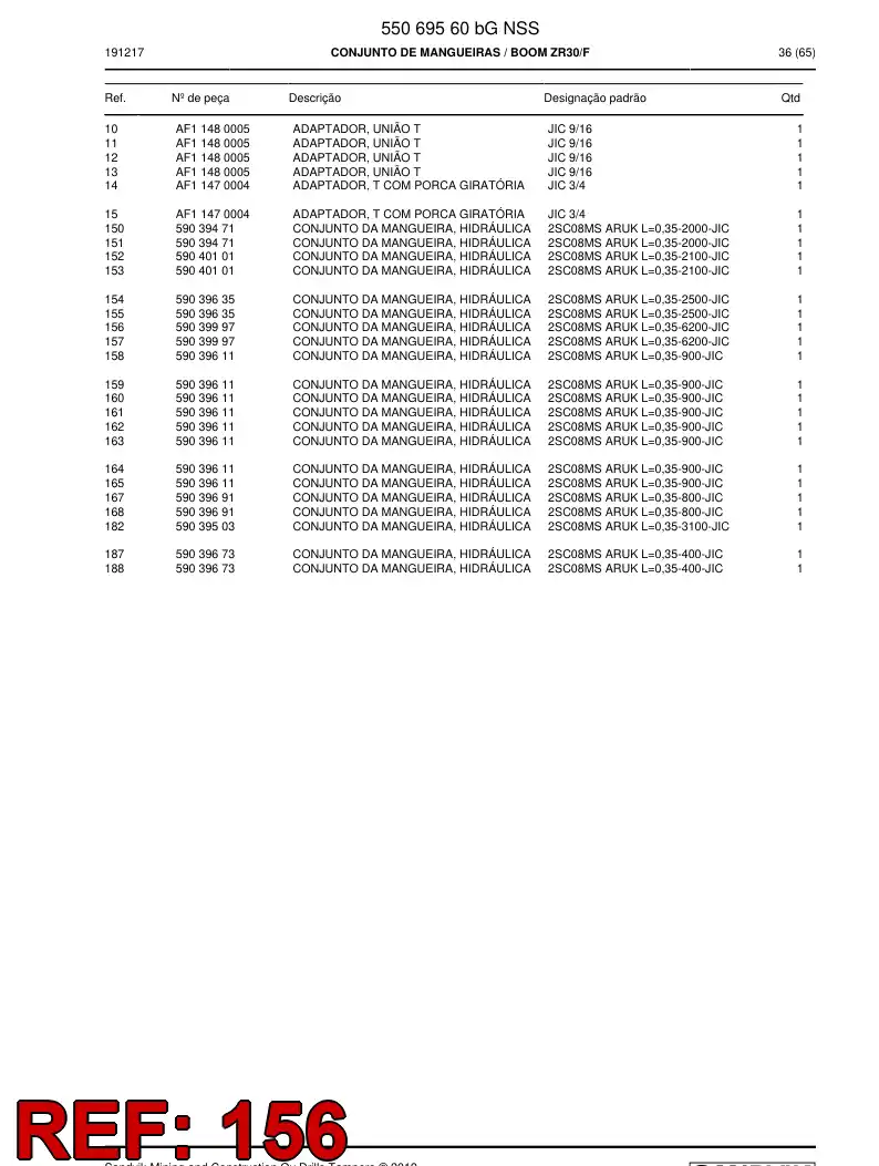 59039997a 590 399 97a Hose Assembly, Hydraulic - Sandvik Technical Drawing