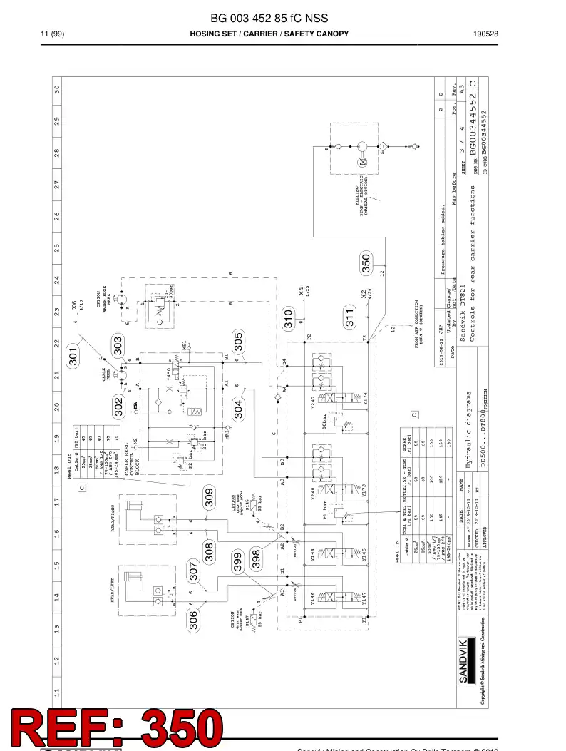 59040013a 590 400 13a Hose Assembly, Hydraulic - Sandvik Technical Drawing