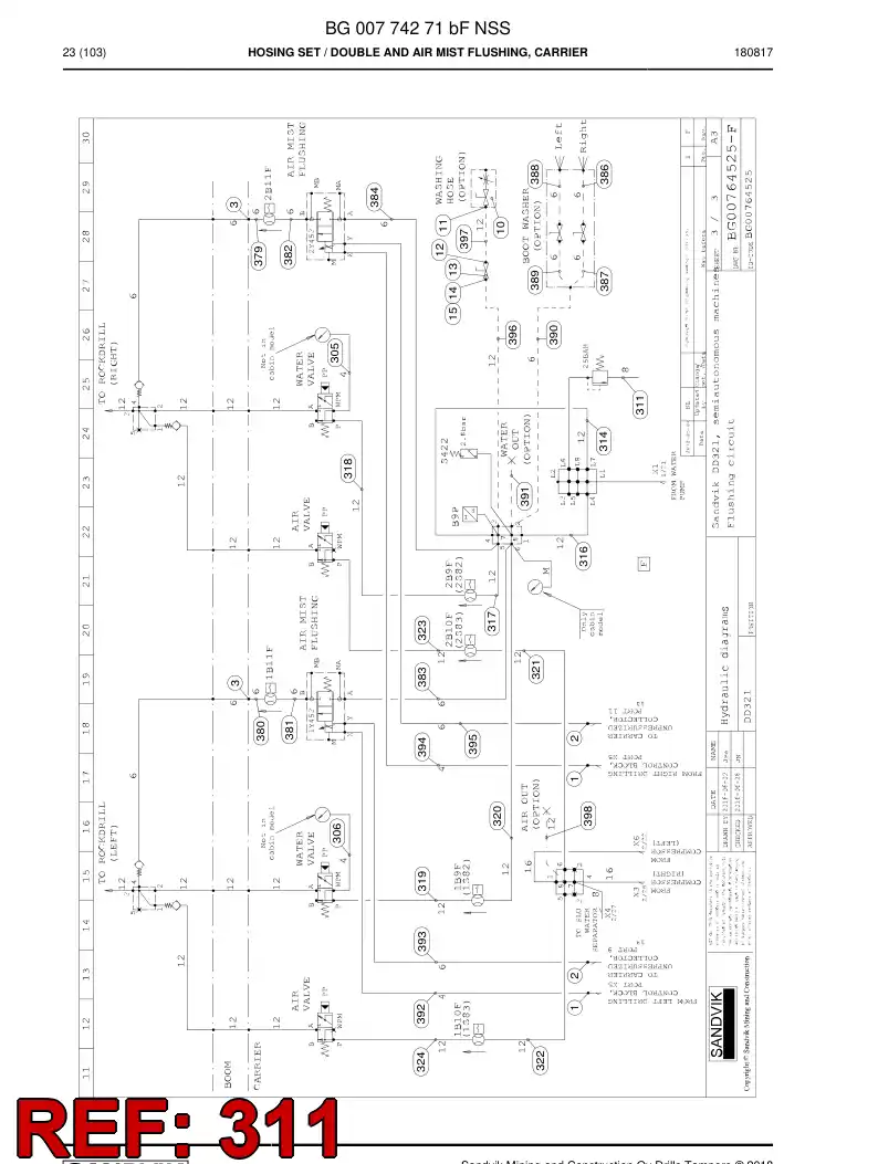 59040073a 590 400 73a Hose Assembly, Hydraulic - Sandvik Technical Drawing