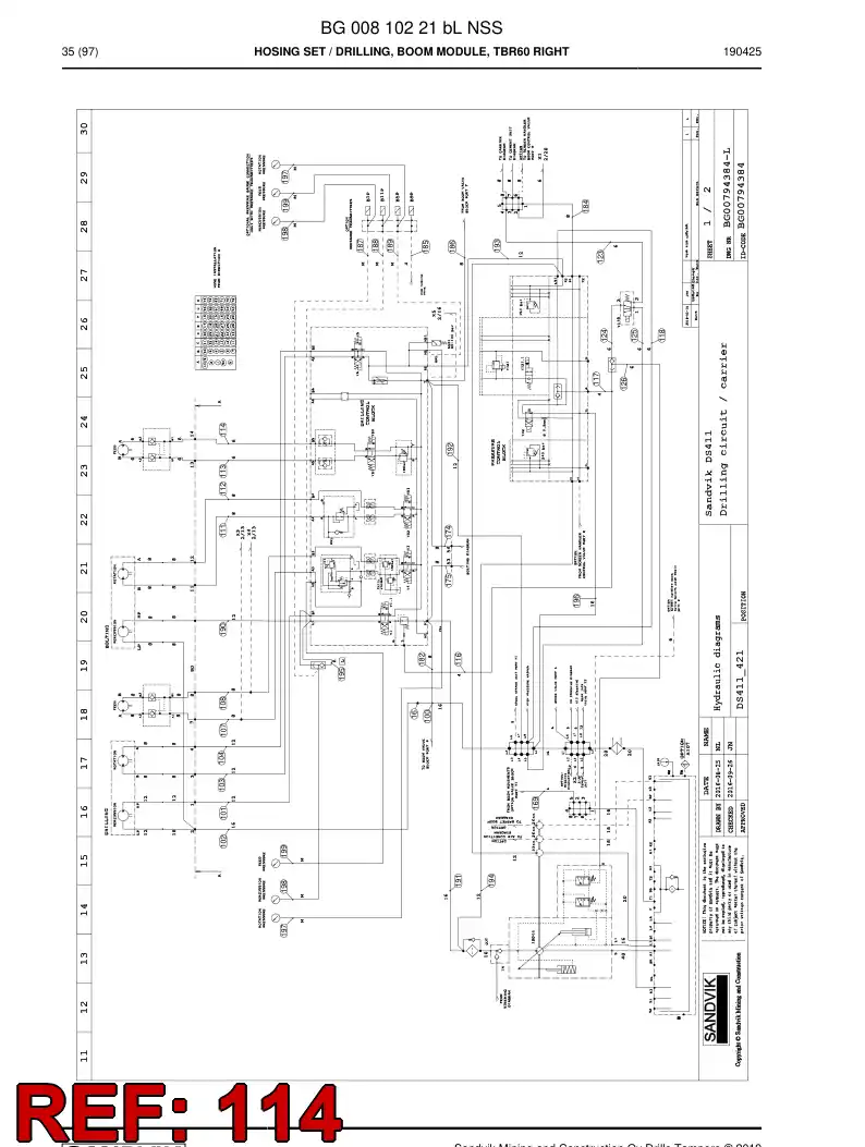 59040081a 590 400 81a Hose Assembly, Hydraulic - Sandvik Technical Drawing