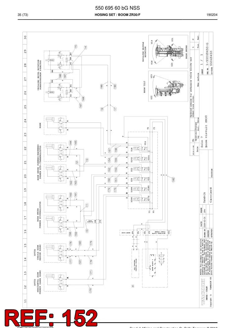 59040101a 590 401 01a Hose Assembly, Hydraulic - Sandvik Technical Drawing