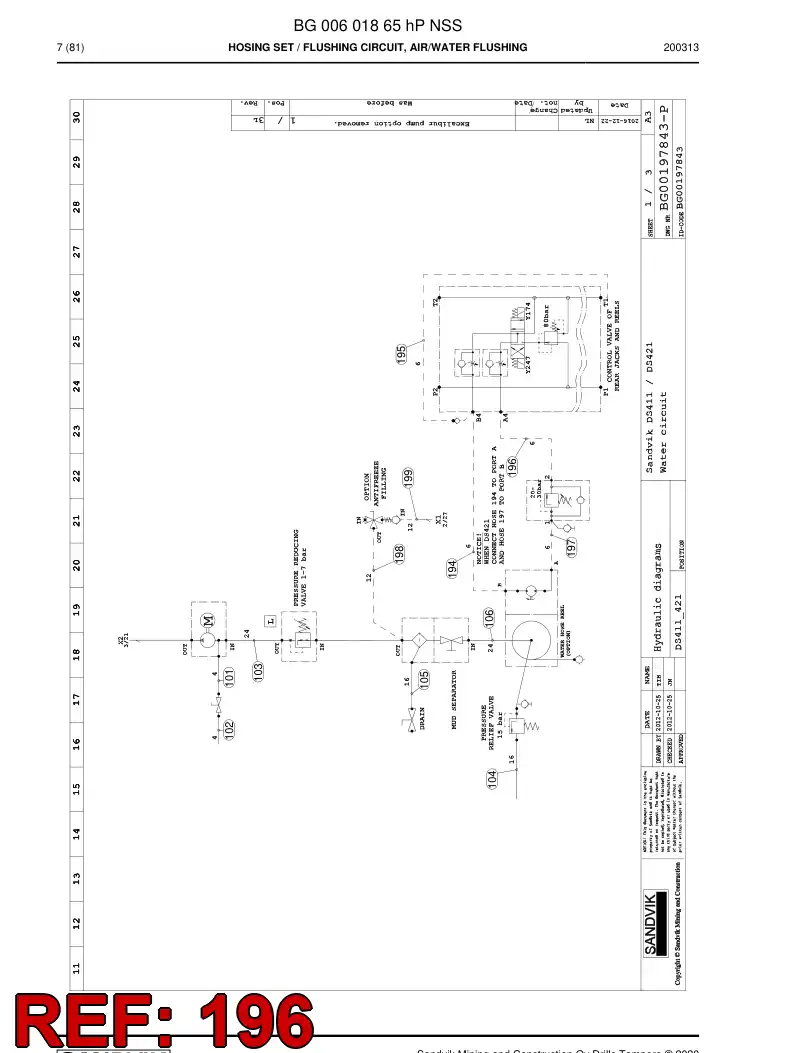 59040115a 590 401 15a Hose Assembly, Hydraulic - Sandvik Technical Drawing