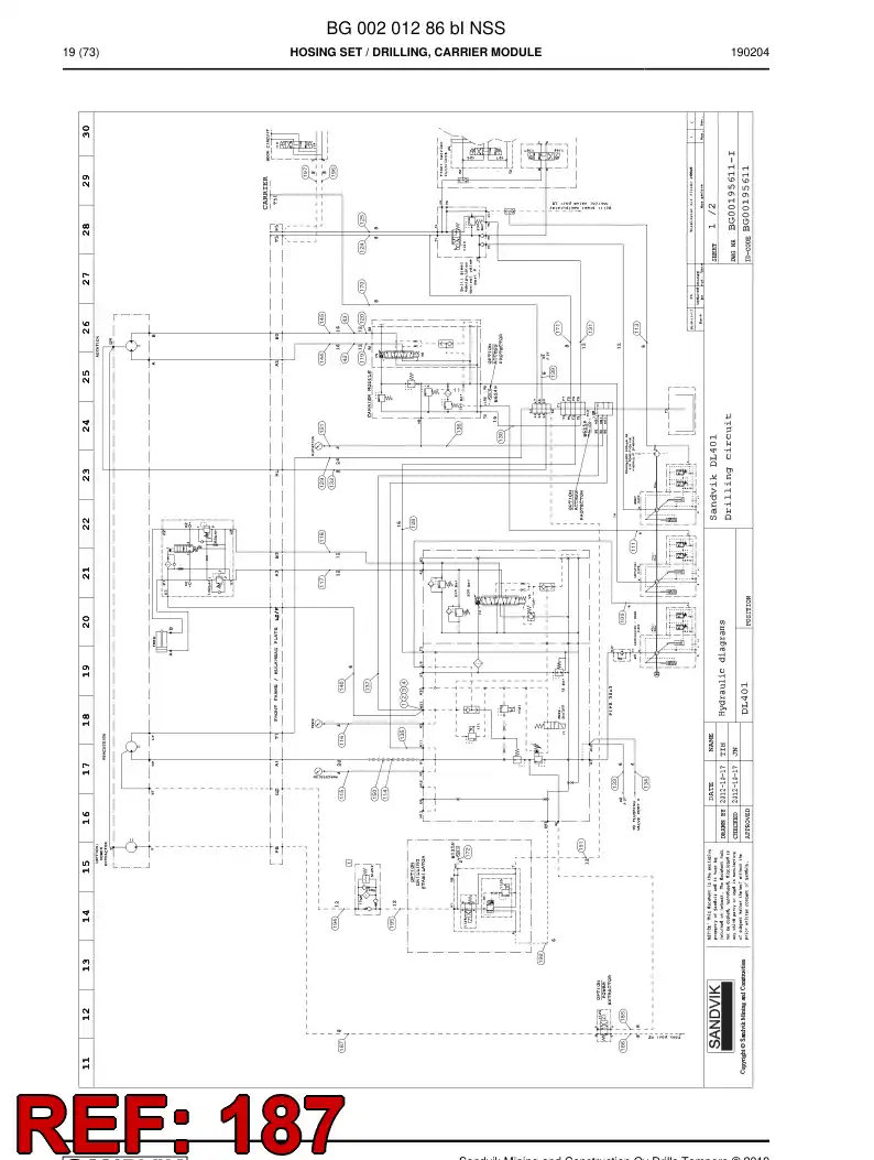 59040213d 590 402 13d ASSEMBLY DE HOSES, HYDRAULICULICAS - Sandvik Technical Drawing