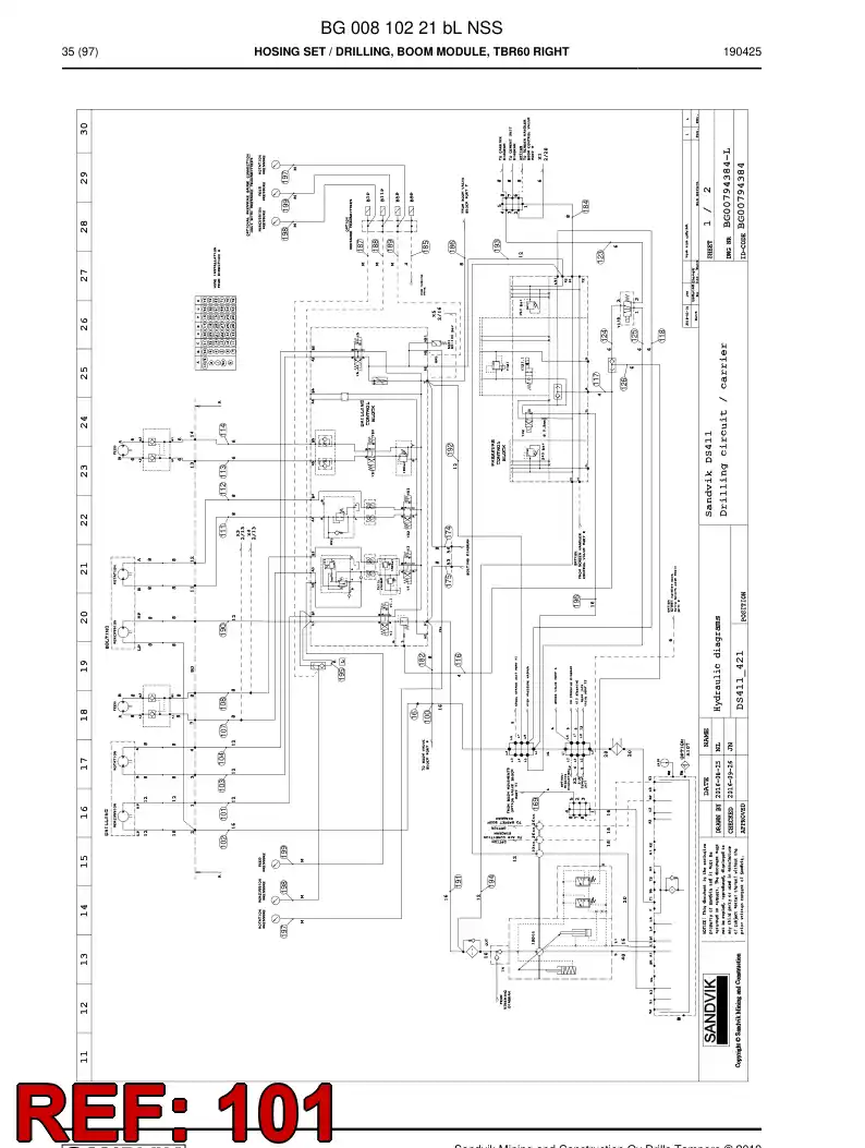 59040519a 590 405 19a Hose Assembly, Hydraulic - Sandvik Technical Drawing