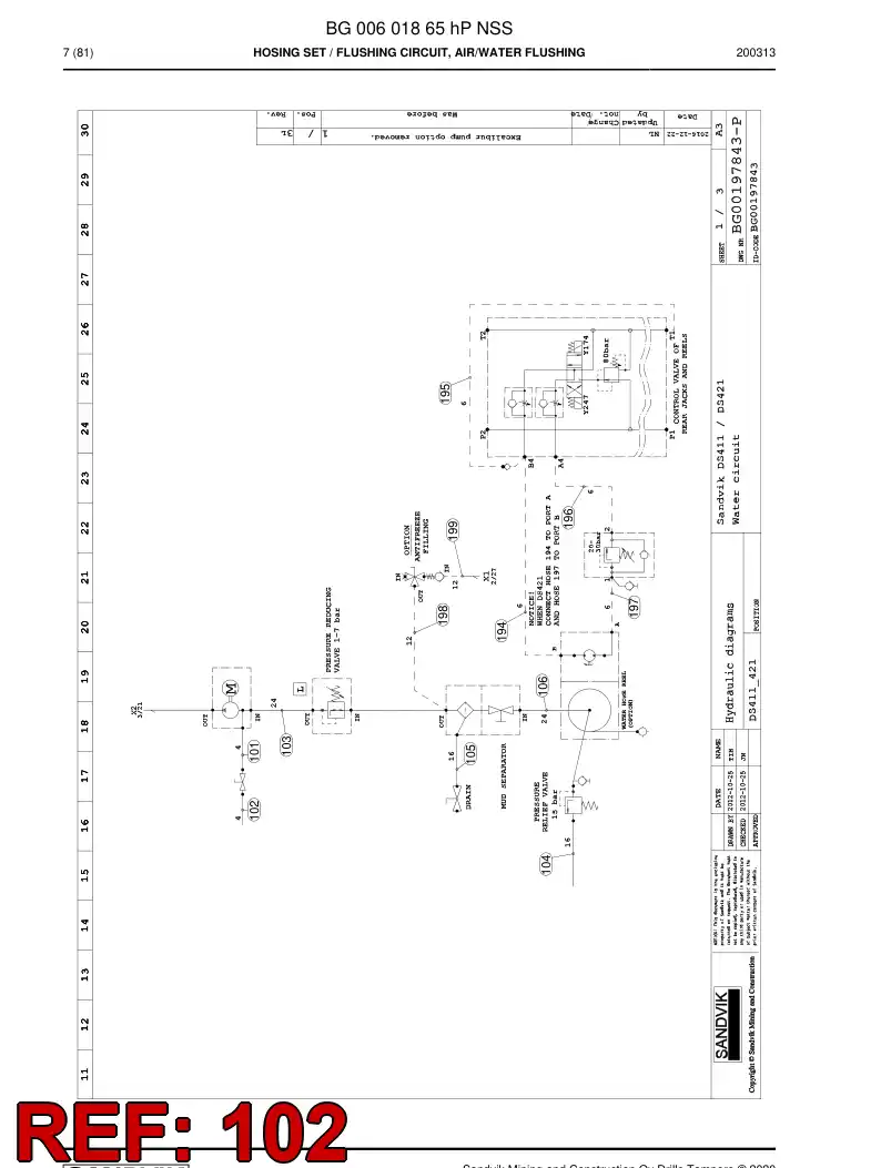 59040543a 590 405 43a Hose Assembly, Hydraulic - Sandvik Technical Drawing