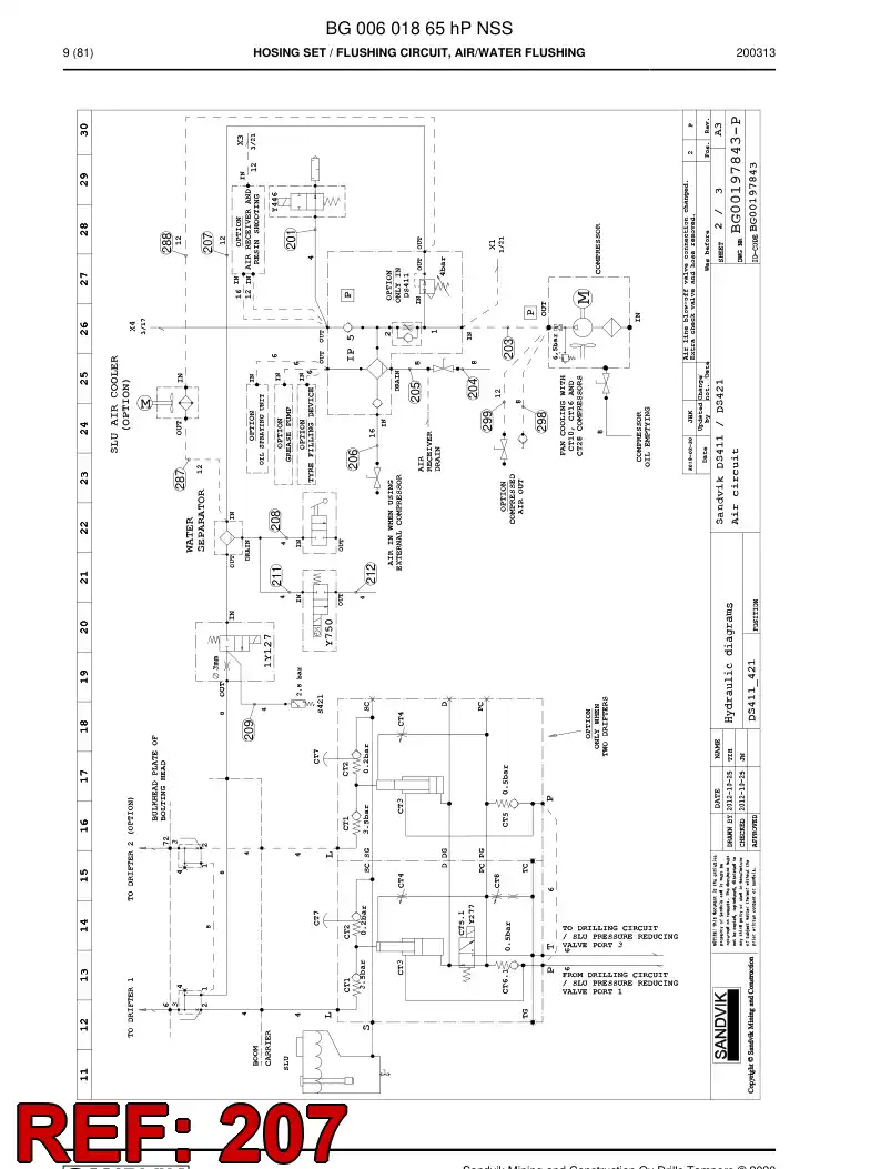 59040555d 590 405 55d Hose Assembly, Hydraulic - Sandvik Technical Drawing