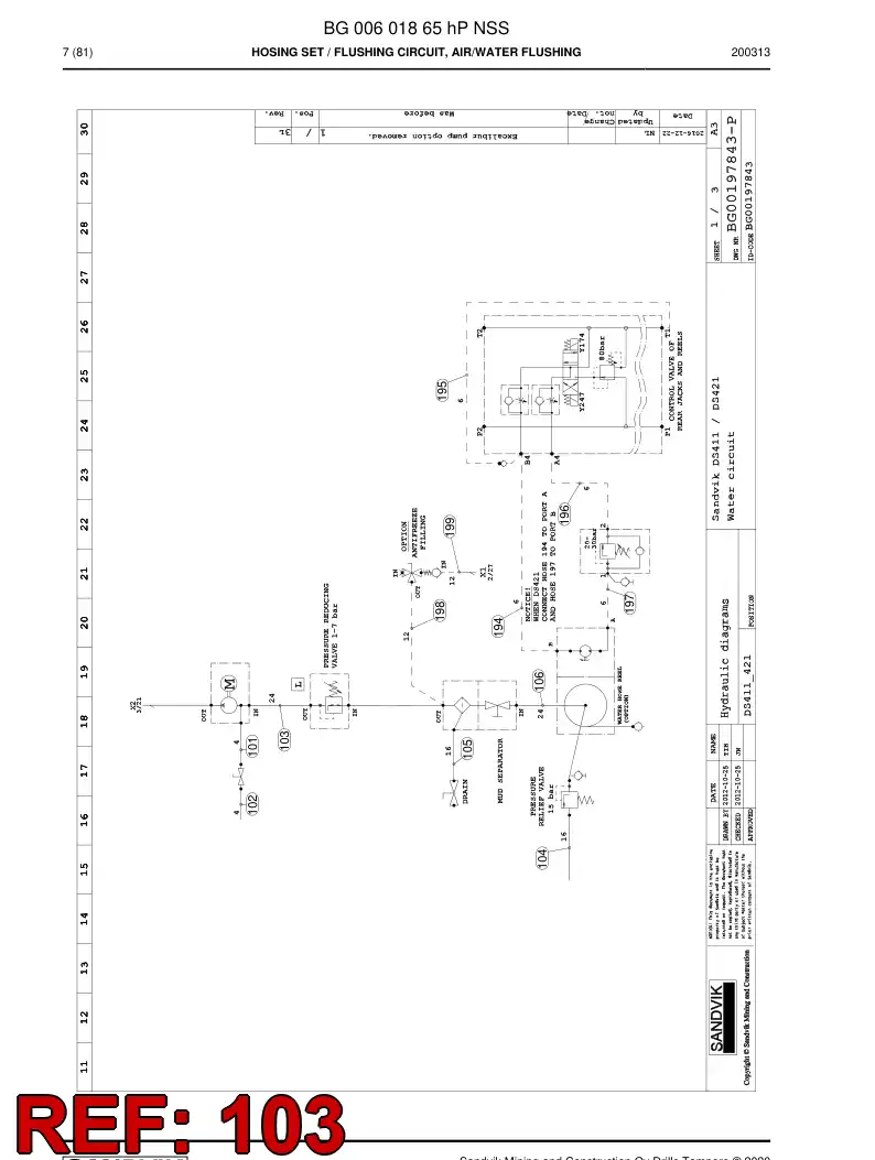 59041117b 590 411 17b Hose Assembly, Hydraulic - Sandvik Technical Drawing