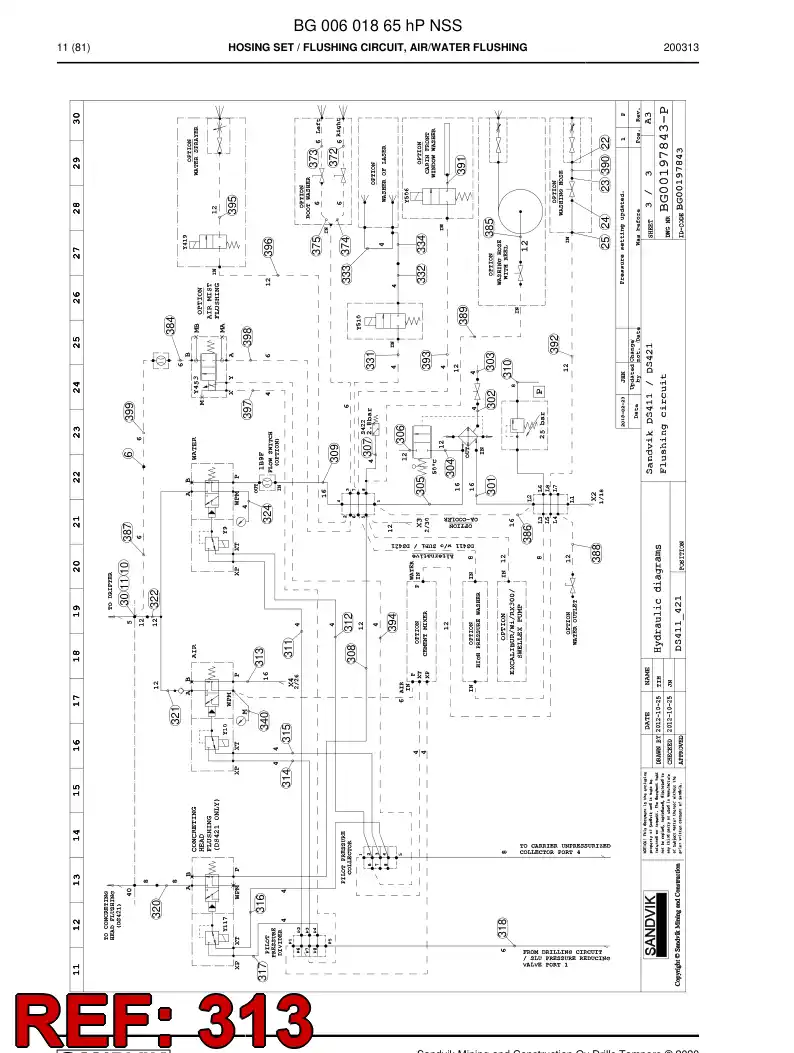 59041123a 590 411 23a Hose Assembly, Hydraulic - Sandvik Technical Drawing