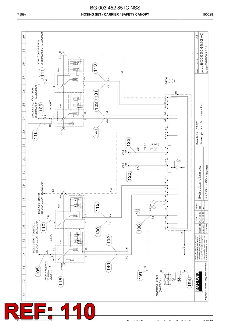 59041171b 590 411 71b Hose Assembly, Hydraulic - Sandvik Technical Drawing