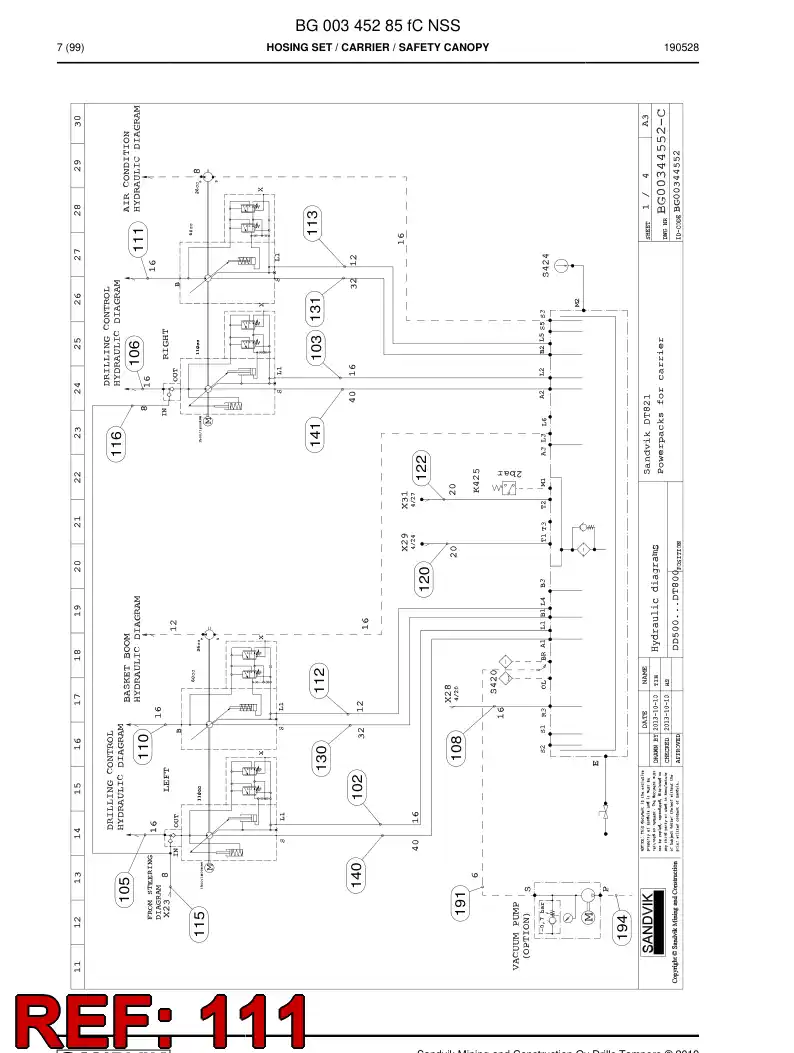 59041173b 590 411 73b Hose Assembly, Hydraulic - Sandvik Technical Drawing