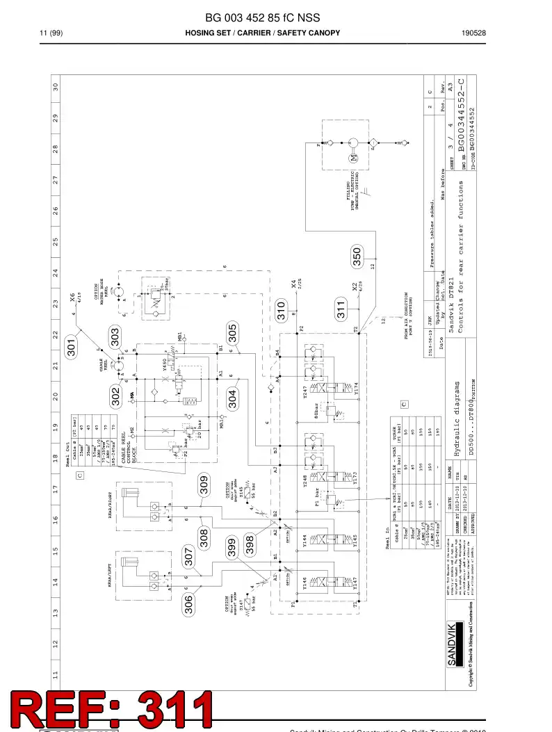 59041175a 590 411 75a Hose Assembly, Hydraulic - Sandvik Technical Drawing